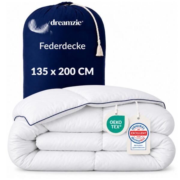 Dreamzie Daunendecke 135x200 Winter – Premium Bettdecke mit RDS & Oeko-Tex Zertifizierung