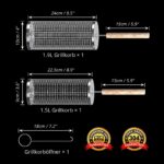 Ivtivfu Nestbarer Rollender Grillkorb mit Holzgriff – Edelstahl 304 Grillzubehör – Bild 2