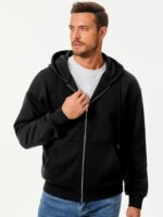 JMIERR Herren Fleece Hoodie Baumwolle – Warme Sweatjacke für Herbst & Winter – Bild 3