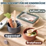 Lehoo Castle Kinderküche Zubehör aus Holz – Spielküche Set mit Kochgeschirr & Lebensmittel ab 3 Jahren – Bild 2