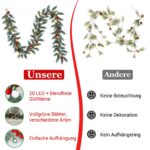 Quntis Weihnachtsgirlande 175cm mit LED-Beleuchtung & Timer – Festliche Tannengirlande – Bild 5