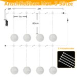 Ollny LED-Kugellichterkette 20cm, 4er-Set mit 184 LEDs & Fernbedienung – Warmweiss Außendeko – Bild 6