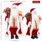 Uten Weihnachtsmann Figur 43 cm – Stehende Santa Claus Deko mit Geschenktüte & Bär – Bild 2
