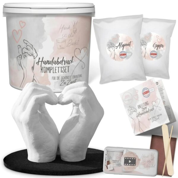 3D Handabdruck Set für Paare – Gipsabdruck mit Sockel & Anleitung | Jadiela
