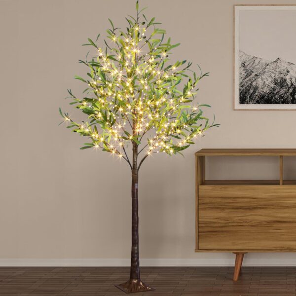 DELICHTER Olivenbaum 180 cm mit 300 LED warmweiss – Deko-Lichterbaum für Innen & Aussen