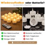 cimetech 12 LED Teelichter USB-C Wiederaufladbar mit Fernbedienung & Timer – Bild 7