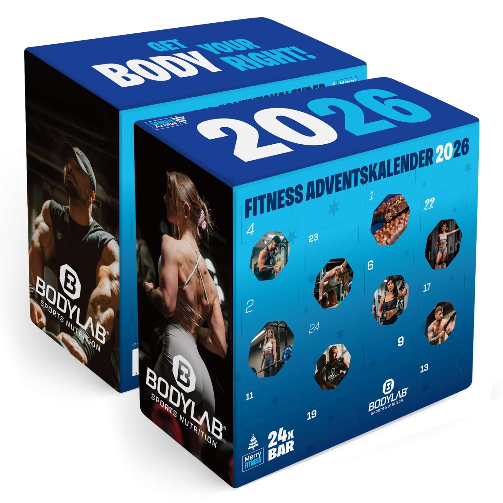 Bodylab24 Riegel Adventskalender 2026 – 24 Protein & Fitnessriegel im 2er Pack
