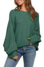 Fessceruna Damen Strickpullover mit Fledermausärmeln – Oversize Winterpulli