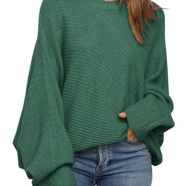 Fessceruna Damen Oversize Strickpullover mit Fledermausärmeln – Wärmender Winterpulli