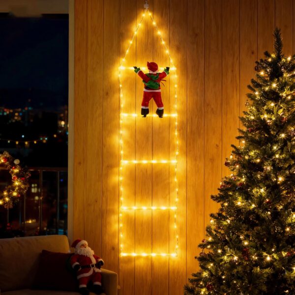 LEDYA Weihnachts-Leiter-Lichterkette 1,25m mit 98 LEDs & 8 Modi – Festliche Dekoration