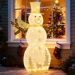 COSTWAY LED Schneemann 141 cm mit 100 warmweissen LED-Lichtern – Weihnachtsdeko für Innen & Aussen – Bild 9