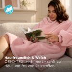 BEDSURE Hoodie Decke mit Ärmeln 95x85cm Rosa – Sherpa Kuscheldecke mit Taschen für Damen & Herren – Bild 2
