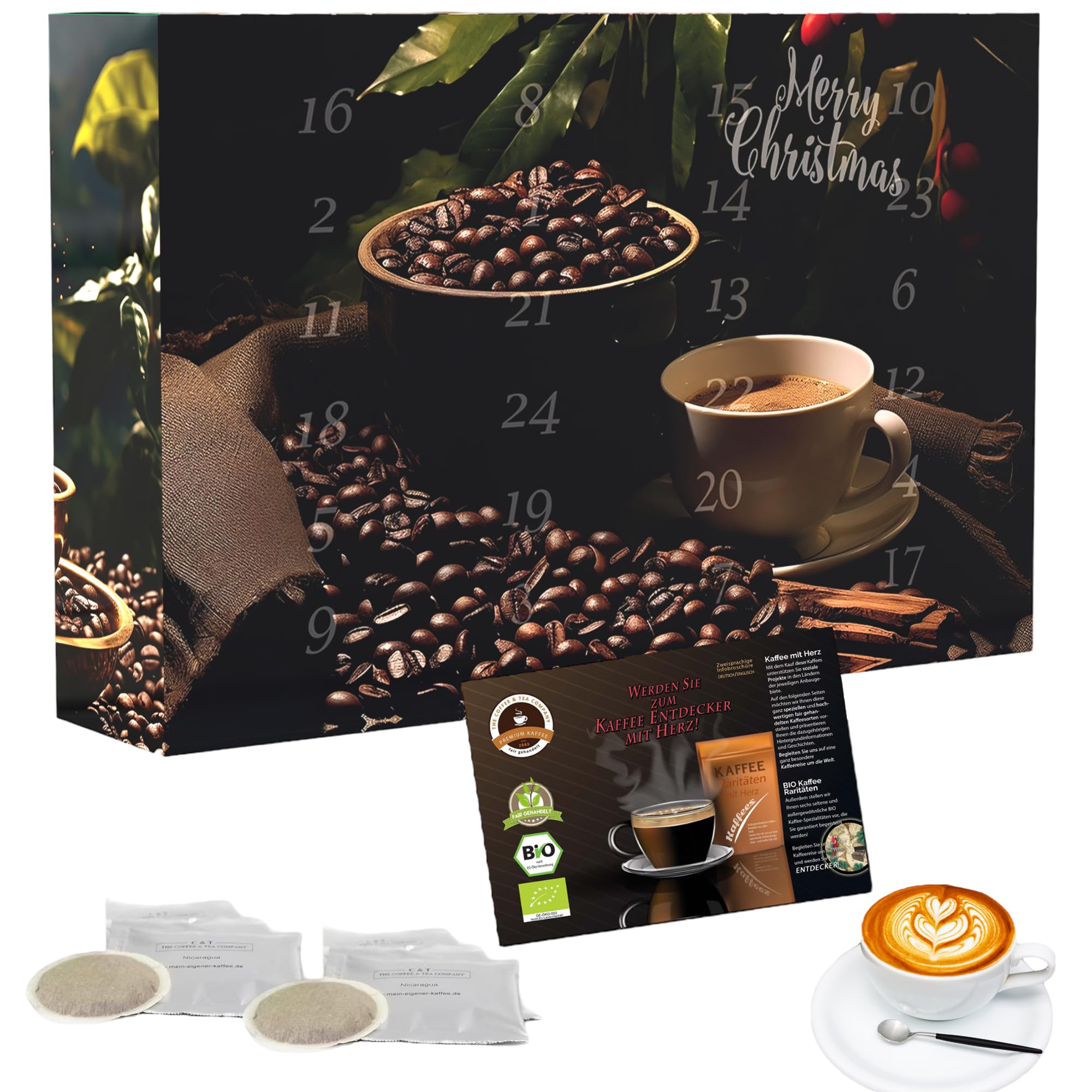 C&T Bio & Fairtrade Kaffee Adventskalender 2026 – 24 Senseo-Kaffeepads mit Spezialitätensorten