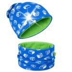 HECKBO Kinder Mütze & Loop Schal Set 48-54 cm – 360° Reflektoren & Fleece für Winter