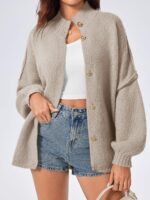 Saodimallsu Strickjacke Damen Kurz mit Laternenärmeln – Oversized Cardigan für Herbst & Winter – Bild 2