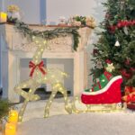 DELICHTER Rentier mit Schlitten 107 cm – 117 LED Warmweiss mit Musik & Bewegungsmelder – Bild 9