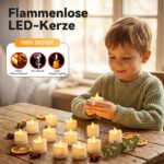cimetech 12 LED Teelichter USB-C Wiederaufladbar mit Fernbedienung & Timer – Bild 4