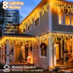 Gcstnn Eisregen Lichterkette 20m 480 LEDs Warmweiss – Weihnachtsdeko mit Timer für Aussen – Bild 4