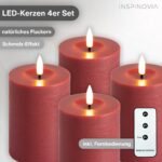 INSPINOVIA LED Echtwachs Kerzen 4er Set Rot – Adventskränze mit Fernbedienung & Timer – Bild 3