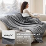 BEDSURE Sherpa Kuscheldecke 150x200 cm – Flauschige Wolldecke in Grau für Couch & Bett – Bild 2