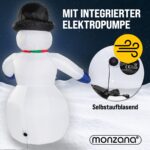 Monzana Aufblasbarer Schneemann XXL 240cm mit 20 LEDs – Weihnachtsdeko für Garten & Terrasse – Bild 5