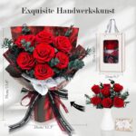 7er Ewige Rosen Strauß mit Vase & LED Licht – Konservierte Rosen für Damen – Bild 4