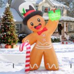 GUDELAK 180 cm Aufblasbarer Lebkuchenmann – LED-Weihnachtsdeko für Garten & Innen – Bild 7