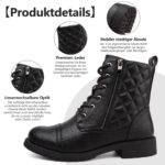 todaysunny Damen Schnürstiefel mit Reissverschluss – Wasserdichte Combat Boots Schwarz – Bild 2