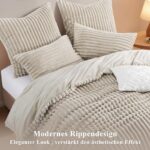 RUIKASI Flanell Bettwäsche 135x200 Beige 2teilig – Wärmende Winterbettwäsche mit Reisssverschluss – Bild 3