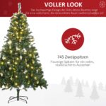 HOMCOM Künstlicher Weihnachtsbaum 180 cm mit 200 LED & Christbaumkugeln – Tannenbaum für Innen – Bild 4