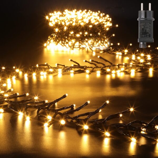 GlobaLink Lichterkette 7,6m 760LED warmweiss – Weihnachtsbeleuchtung innen & aussen mit 8 Modi