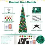 5FT Pop-up Weihnachtsbaum mit LED-Beleuchtung & 30 Weihnachtskugeln – Faltbar für schnelle Montage – Bild 5