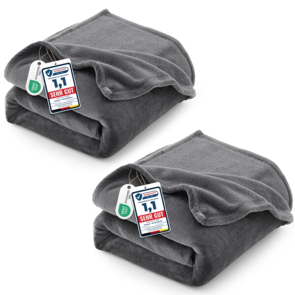 CozyLux 2er Set Kuscheldecke 150x200 cm – Flauschige Mikrofaser Decke OEKO-TEX zertifiziert