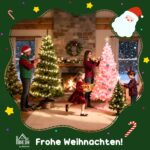 HOMCOM Künstlicher Weihnachtsbaum 180 cm mit 200 LED & Christbaumkugeln – Tannenbaum für Innen – Bild 9