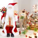 Uten Weihnachtsmann Figur 43 cm – Stehende Santa Claus Deko mit Geschenktüte & Bär – Bild 5