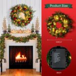 Ulinek Weihnachtskranz 40 cm mit 40 LED & PE-Tannennadeln – Batteriebetrieben für Haustür – Bild 5