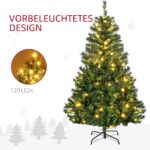 HOMCOM Kunstweihnachtsbaum 150 cm mit LED-Lichterkette – Weihnachtsdeko inkl. Kugeln & Ständer – Bild 4