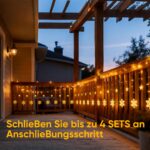 150 LED Schneeflocken & Sterne Lichtervorhang 2,3m – Warmweiss mit 8 Modi & Timer – Bild 7