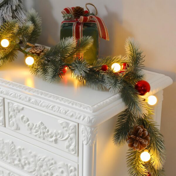 Quntis Weihnachtsgirlande 175cm mit LED-Beleuchtung & Timer – Festliche Tannengirlande