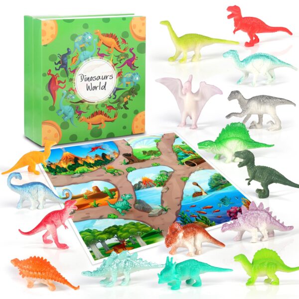 OKYUK Dinosaurier-Adventskalender 2026 mit 16 Figuren & 14 Spielzeugautos – Adventskalender für Kinder ab 3 Jahren