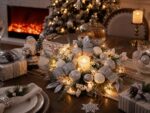 Valery Madelyn 46cm Weihnachtskranz mit 20 LED & Timer – Türkranz Weiss-Silber – Bild 6