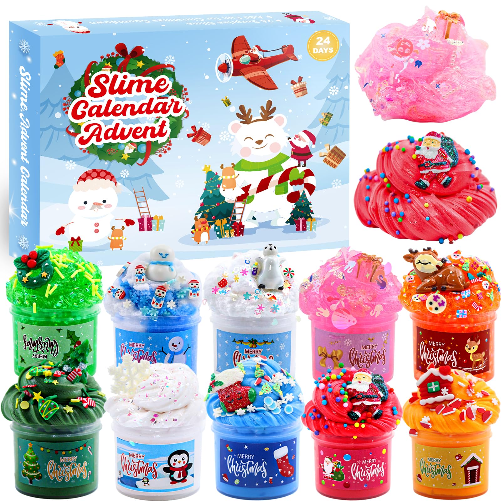 Funewest Schleim Adventskalender 2026 – 24 Tage Slime Kit mit verschiedenen Texturen für Kinder