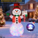 Moxled 2,4m Aufblasbarer Schneemann mit LED-Lichtern – Weihnachtsdeko für Garten & Außen – Bild 2