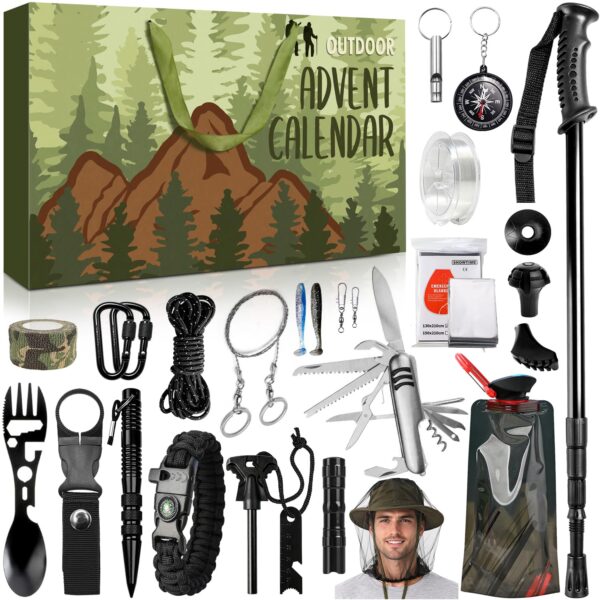 iZoeL Adventskalender 2026 Outdoor Camping – 24 Werkzeuge für Wanderer & Abenteurer