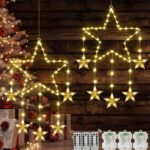 Therlan LED Weihnachtsstern 2er Set mit 62 LEDs – Batteriebetriebene Fensterdeko mit Timer & 8 Modi