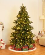 Yorbay Künstlicher Weihnachtsbaum 180cm mit 240 LED-Lichtern & Holzständer – Bild 9