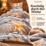 Träumschön Biber Bettwäsche 2tlg. 135x200 cm – Winterlandschaft aus 100% Baumwolle – Bild 4