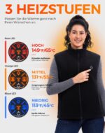 TODWARM Fleece Heizweste Damen – 15 Heizzonen, 16000mAh, 10h Akkulaufzeit – Bild 4