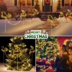 Quntis 2m LED Rentiere mit Schlitten – 129 LEDs IP65 Weihnachtsdeko Außen mit Timer & 8 Modi – Bild 7