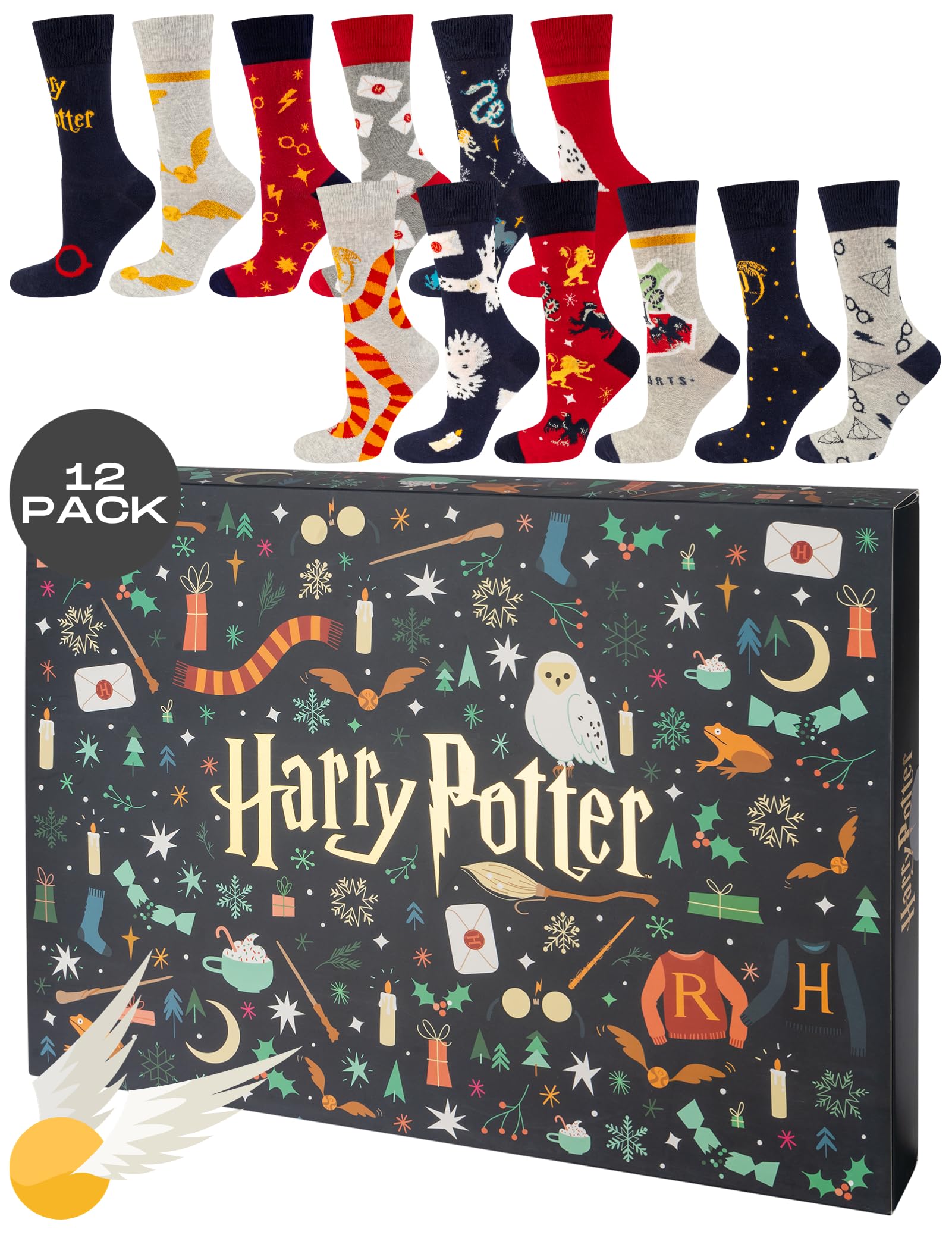 Harry Potter Adventskalender mit 12 Paar Socken – Weihnachtsgeschenk für Fans